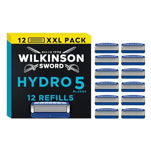 Image of Wilkinson Sword Hydro 5 Men’s Razor Refills, Great Addition to Wash Bags for Men's Grooming, Great Shavers for Routine Shaving and Holidays, 12 Refill Razor Blades Pack