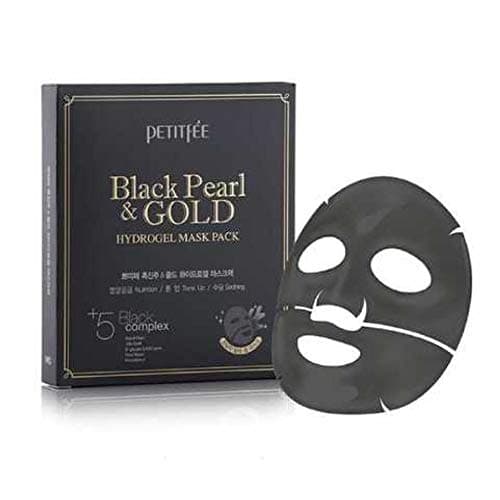 Image of [Petitfee] Black Pearl & Gold Hydrogel Mask Pack 5ea / 5 Black Complex/Soothing Gel Facial Mask