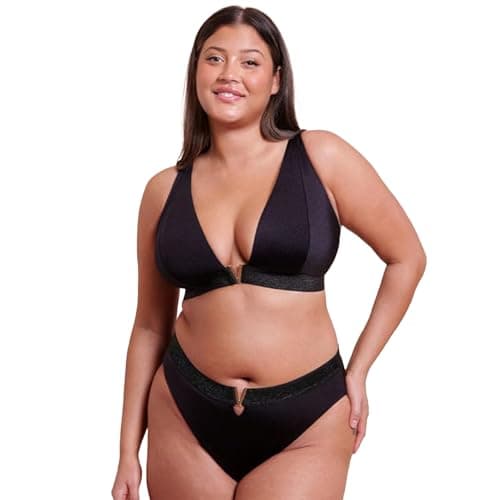 Image of Curvy Kate Plunge Bikini Top Siren Seas Non Wired Womens Ladies Swimwear Black Size D-J