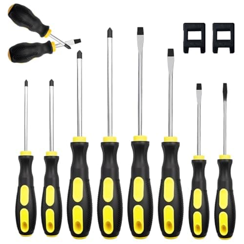 Image of Aoyfuwell Magnetic Screwdriver Set, 12-Piece Professional Tool Box Made of Chrome Vanadium Steel, 6 Slots & 6 Phillips, for DIY, Electronics and Mechanics
