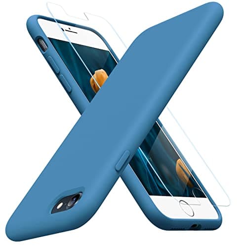 Image of Miracase for iPhone SE Case 2022/2020, iPhone 8/7 Case,[with 1 Screen Protector],Full-body Protective,Ultra Slim and Anti-Slip,Silicone Shockproof phone cover,4.7-inch(Capri Blue)