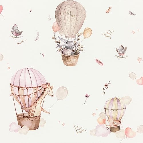 Image of Rasch Bright Non-Woven Wallpaper - Children's Motifs in Pink; Nursery Wallpaper - 10.05 m x 0.53 m (L x W)