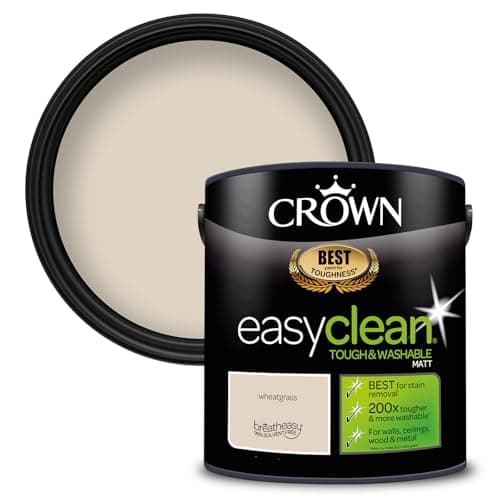 Image of CROWN Wheatgrass - Tough & Washable - Matt Emulsion Paint - Stain Resistant - Warm Beige Paint - 2.5L