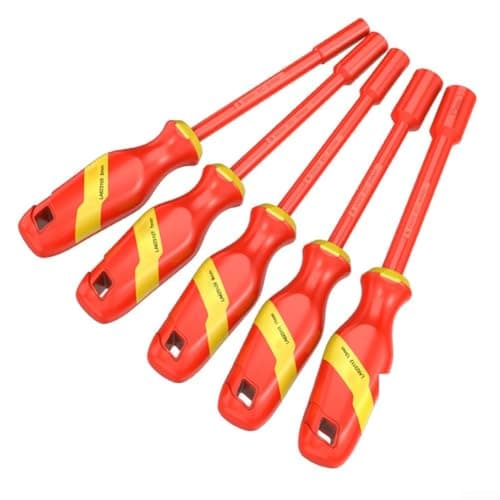 Image of Hasaller Insulated Socket Wrenches 1000V VDE Insulated Socket Wrenches Insulated Nut Driver Spinner Sockets Hexagonal Sockets Wrenches Screwdriver for Hybrid Electric Vehicles(7mm)