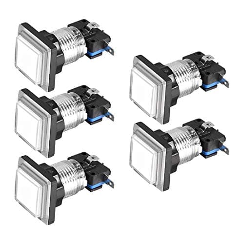 Image of sourcing map Game Push Button 34x34 Square 12V LED Illuminated Push Button Switch with Micro switch for Arcade Video White 5pcs