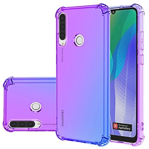 Image of Gufuwo Case for Huawei Y6P Case, MED-LX9 Cute Case Girls Women, Gradient Slim Anti Scratch Soft TPU Phone Cover Shockproof Protective Case for Huawei Y6P (Purple/Blue)