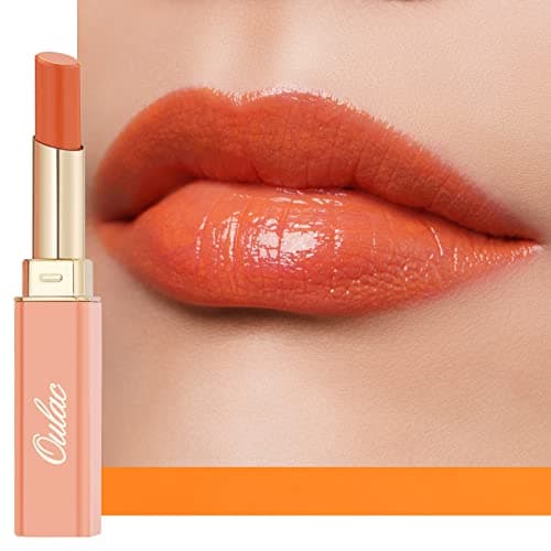 Image of Oulac Moisturising Orange Lipstick - Moisture Shine Hydrating Lipstick & Tinted Lip Balm for Dry Lips, Medium Coverage Lip Colour | Juicy Look, Glossy Finish, Vegan, Cruelty-Free, Love Hate (08)