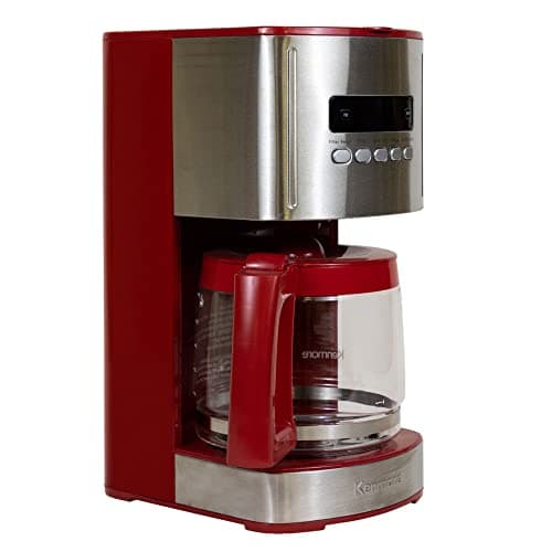 Image of Kenmore 12-Cup Drip Coffee Maker Machine, 1.8L Programmable Filter Coffee Machine with Timer, Fast Brewing Technology, Reusable Filter, Glass Carafe, Digital Display, Charcoal Water Filter, Red