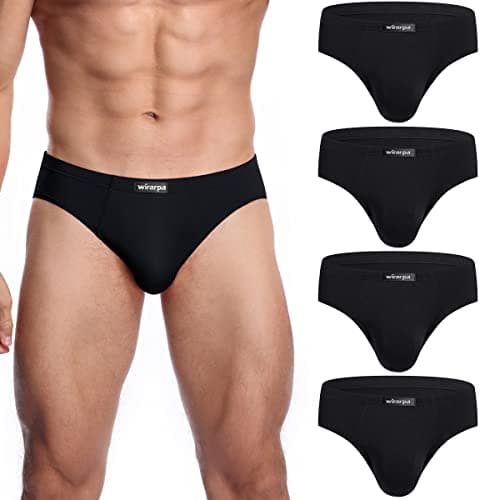 Image of wirarpa Men's Black Modal Briefs Underwear Super Soft Microfibre Underpants No Front Slips Covered Waistband 4 Pack XX-Large
