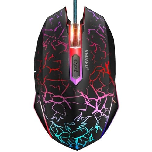 Image of VGUARD Wired Gaming Mouse, 3600 DPI Optical Sensor, RGB Backlit Ergonomic USB PC Mice with 6 Programmable Buttons, 7 Colors LED, Professional Gamer Mouse for Laptop, Computer, Windows/Mac