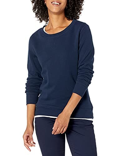Image of Amazon Essentials Women's Fleece Crewneck Pullover Sweatshirt (Available in Plus Size), Navy, M