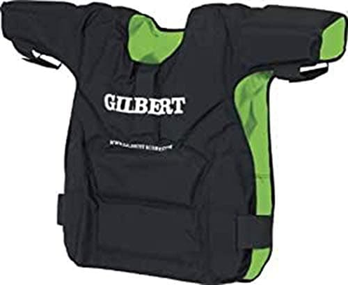 Image of Gilbert New Contact Padding Durable Rugby Top - Black/green Size Junior