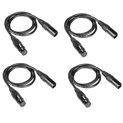 Image of wonsung 4PCS 1m long dmx512 xlr Cable dmx Cables 3.2ft 3 Pin Dmx Cable male to female for dmx microphone stage lights