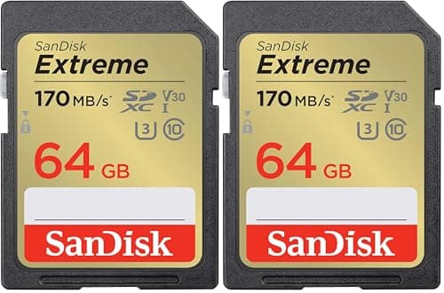 Image of SanDisk 64GB Extreme SDXC card + RescuePro Deluxe up to 170 MB/s UHS-I Class 10 U3 V30 (Pack of 2)