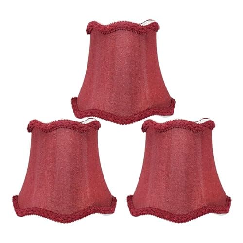 Image of Set of 3 Fabric Lampshade E14/E27 Modern Minimalist Clip On Light Shade for Table Lamp Candle Chandelier Light Wall Light Home Decoration (Red)