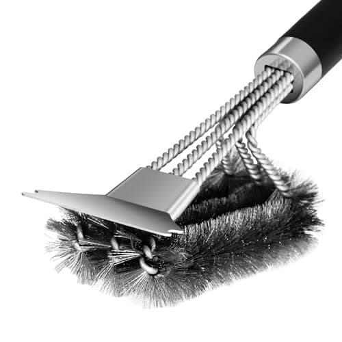 Image of 18'' BBQ Grill Cleaning Brush Scraper, 3 in 1 Barbecue Woven Wire Brush for Grill, Stainless Grill Grate Cleaner, for Weber Gas, Charcoal, Electrical, Infrared