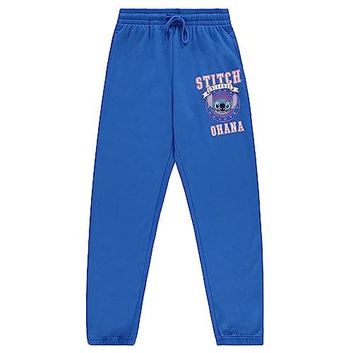 Image of Disney Ladies Lilo and Stitch Joggers - Lilo and Stitch Varsity Athletic Jogger Sweatpants Lilo and Stitch Sweatpants, Cobalt Blue, M