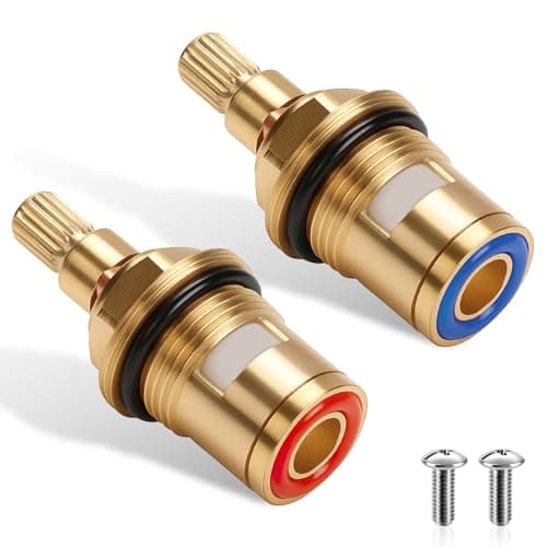 Image of 2 Pack Replacement Tap Cartridge Brass Ceramic Disc Tap Valve Quarter Turn 20 Spline Mixer Taps Repair with Tap Glands Seals G1/2" Insert Gland Cartridge for Shower Bathroom Kitchen Taps