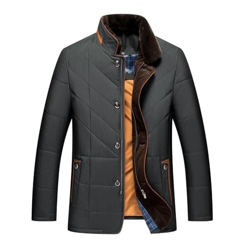 Image of Blandoom Men's Warm Down Winter Jacket - Half Jacket, Barbour Quilted, Chef, Sports - Clothing for Outdoor Travel (AG, 3XL)