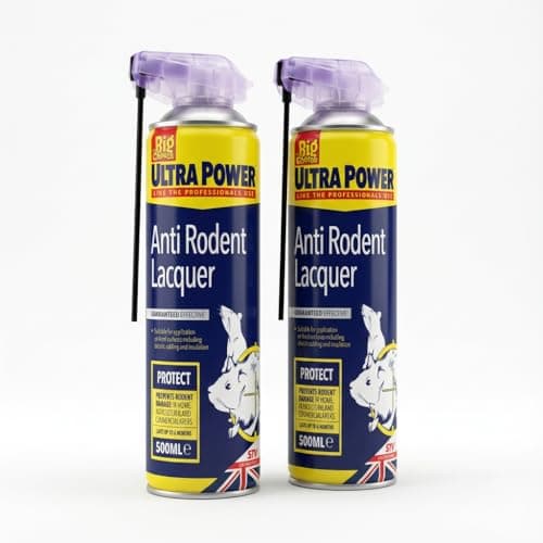 Image of 2 x The Big Cheese Ultra Power – Anti Rodent Lacquer Dual Action Aerosol – Rat Deterrent & Mouse Repellent, Peppermint Oil Spray - Professional Prevention of Rodent Damage – 6 Months Protection 500ml