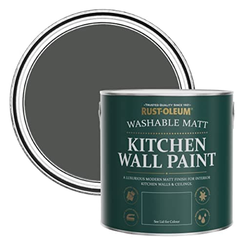 Image of Rust-Oleum Dark Grey Washable Kitchen Wall Paint in Matt Finish - Graphite 2.5L