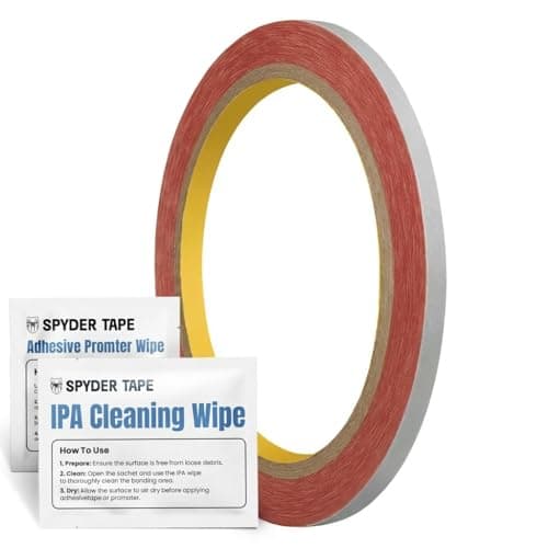 Image of 9088 Thin Double Sided Adhesive Tape - High Tack Transparent Mounting Tape for Plastic, Metal, Glass & Smooth Surfaces - Industrial Strength Clear Acrylic Adhesive 3mm x 10m with IPA & Promoter Wipes