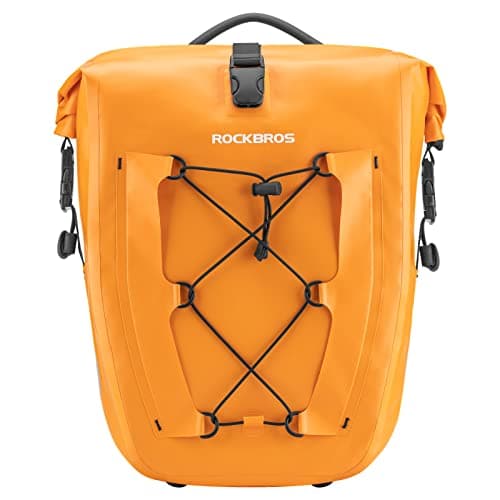 Image of ROCKBROS Bike Pannier Bag 25L-32L 100% Waterproof Rear Rack Bicycle Bag for Rear Carrier Bike Handbag for Cycling Touring Travelling Orange