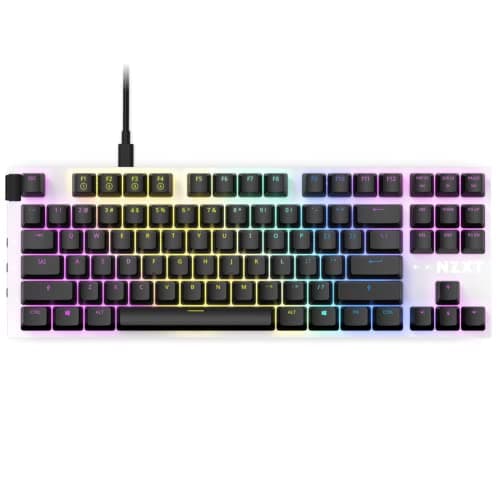 Image of NZXT Function 2022 TKL Mechanical PC Gaming Keyboard - Illuminated - Linear RGB Switches - MX Compatible Switches - Hot Swap - Durable Aluminum Top Plate - Gaming Keyboard UK | EN (QWERTY) White