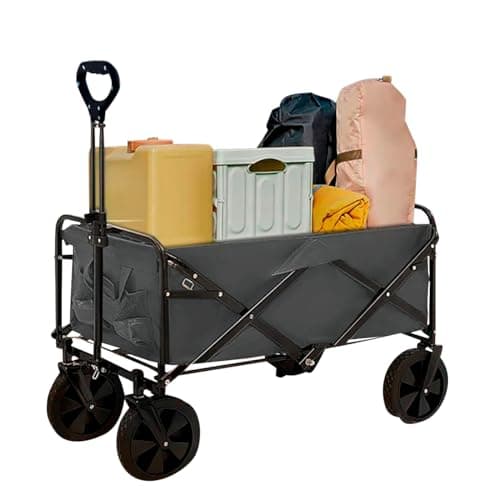 Image of Neo Heavy Duty Large Capacity Foldable Collapsible Garden Trolley Cart Utility Wagon Truck Folding Wheelbarrow for Beach Gardening Outdoor Camping Shopping Fishing Festivals (Grey Foldable)