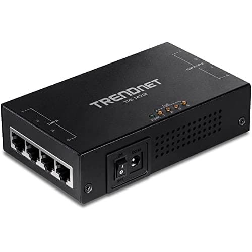 Image of TRENDnet 65W 4-Port Gigabit PoE+ Injector, TPE-147GI, 4 x Gigabit Ports(Data in), 4 x gigabit PoE Ports(Data + PoE Out), Multi-Port PoE+ Injector up to 100m(328 ft.), Add PoE+ Power to Non-PoE Switch
