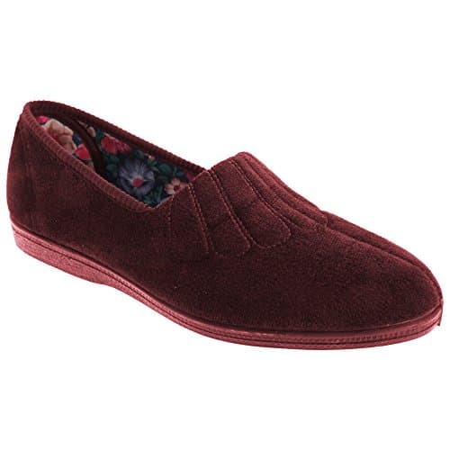 Image of Sleepers Womens/Ladies Fan Stitch Wide Fitting Slippers (6 UK) (Wine)