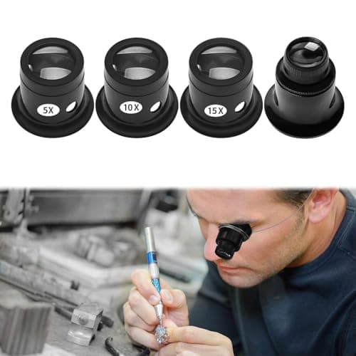 Image of Jewellery Magnifying Glass,4PCS Jewelers Loupe,Professional Jewellers Magnifying Glass 5X 10X 15X 20X,Jewelers Magnifying Glass,Watch Jewelry Diamond Coin Gem by Jewellers Loupe.