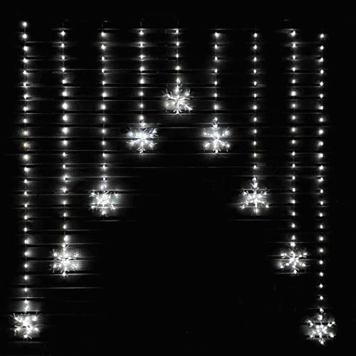 Image of Hanging Snowflake Curtain Light, Cool White - 1.2m