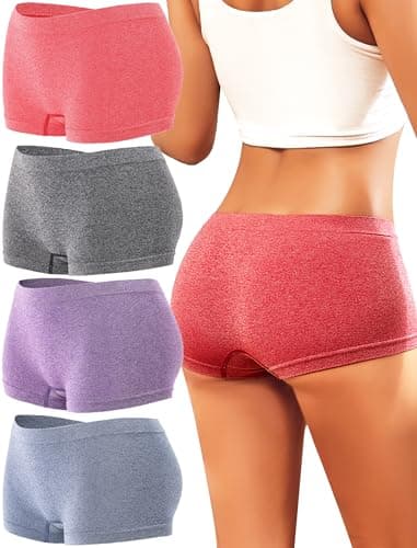 Image of ALL OF ME 4 Pack Boxer Shorts Women's Boyshorts Women's Underwear Panties Stretch Knickers Cycling Shorts Under Dress Multipack S-XL