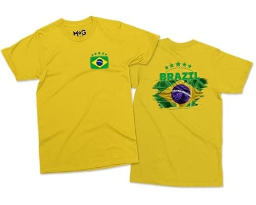 Image of Brazil Football Graphic T-Shirt - Yellow - 11-13Y - Copa Do Mundo Brasil Camisa - World Cup Football T-Shirt - World Team Cup Brazil Shirt - Brazil Football Shirts