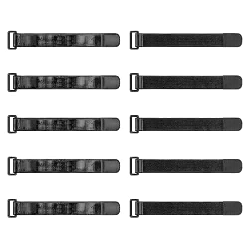 Image of Trilancer Elastic Cinch Straps with Anti-Slip Strips, 23cm x 3cm(10 Pack) Heavy Duty Multipurpose Hook and Loop Straps for Extension Cords, Cables, Ropes,Hoses, Bike,Pant Garters,Garage and Workshop