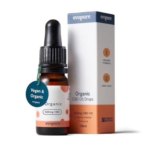 Image of Organic CBD Oil 500mg Broad Spectrum – Calm, Stress & Anxiety Support – Certified Organic Hemp Extract – THC Free, Vegan – 10ml | Evopure