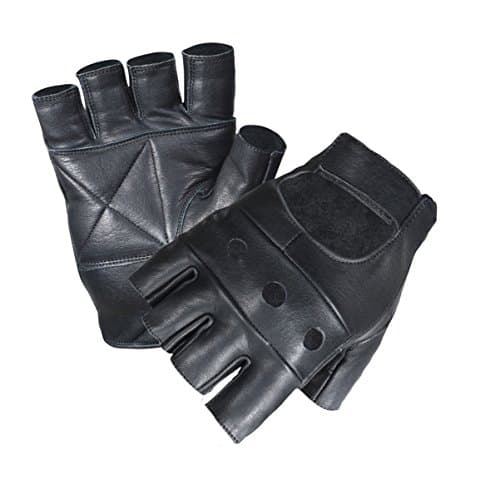 Image of Make or Break UNISEX MEN LADIES FINGERLESS REAL LEATHER CYCLING GYM DRIVING WHEEL CHAIR GLOVES (XXL, Black)