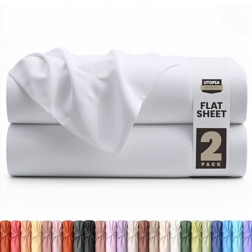 Image of Utopia Bedding 2 Pack Flat Sheet King Size - OEKO-TEX Certified - Easy Care Soft Brushed Polyester Microfiber Fabric Wrinkle, Shrinkage, and Fade Resistant - White