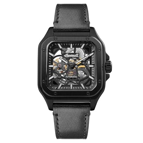 Image of Ingersoll The Ollie Mens 45mm Automatic Watch with Black Dial and Black Leather Strap