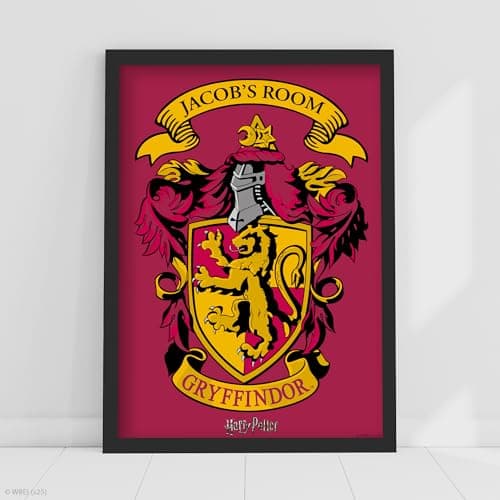 Image of Harry Potter Print - Gryffindor Crest Personalised Name Poster Wall Art (29.7cm x 42cm - A3)