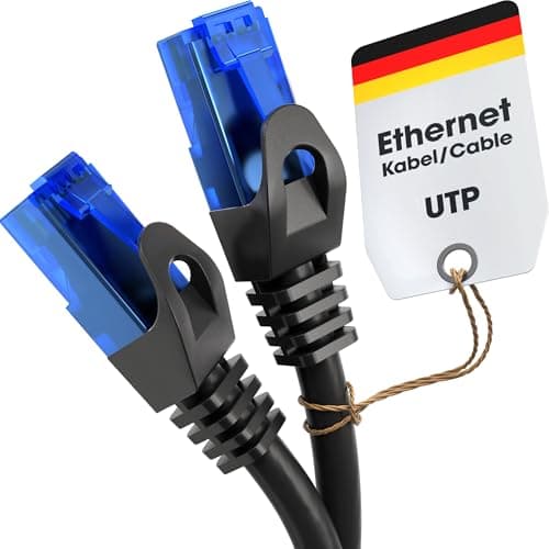 Image of KabelDirekt – Network Cable – Transfers 10Gbps & fibre optic internet speed – Ethernet & LAN Cable – 10m, Available in 0.25-30m – For Gigabit networks, routers/modems, RJ45 (black/blue)