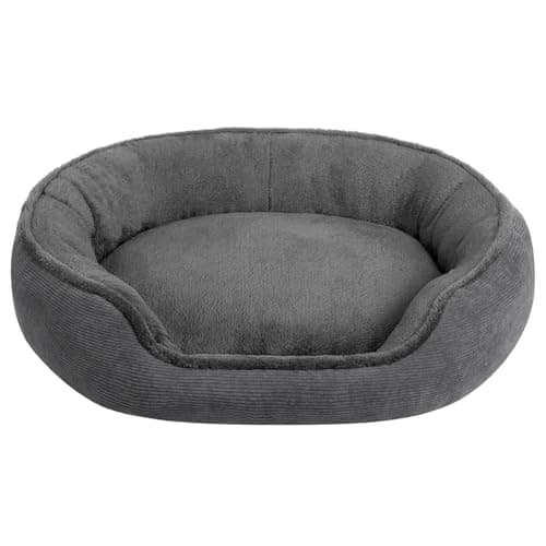 Image of Hollypet Cat Bed Small Dog Bed, Round Pet Bed for Cats and Puppy, Soft Sleeping Beds Breathable Pet Cushion, Dark Grey(55 * 50 * 15cm)