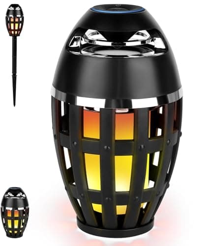 Image of Outdoor Bluetooth Speaker, Portable Wireless Stereo Speaker with LED Flame BT 5.0, Waterproof LED Lantern for Garden Patio Outside Party, Birthday Valentine's Day Gift for Women Men Boyfriend Dad
