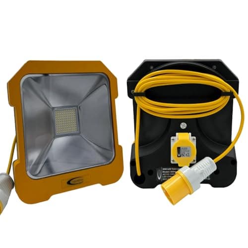Image of 20W 110V LED Task Light with 2000 Lumens, 3m Cable & 16A Plug, Durable Heavy Duty, Linkable up to 10 Units Work Light for Construction, Site Lighting LED, Outdoor Lights & Work Lights
