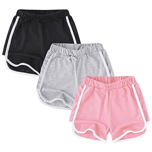 Image of GENTABY Girls Cotton Athletic Shorts Sports - Summer Casual Wear Gym Running Shorts Dancing 3 Pack 4-5 Years Girls Black Shorts Pants