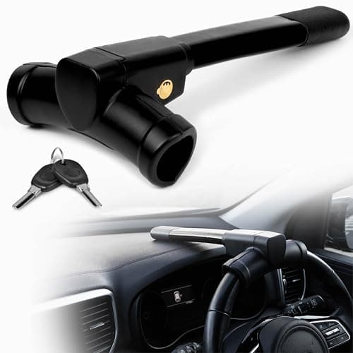 Image of GADLANE Black T-Bar Steering Wheel Lock - Car Lock Anti-Theft Device, Car Steering Lock Suitable Car Security for Car, Van & Caravan with 2 Keys - Strong Car Lock Steering Wheel (Black)