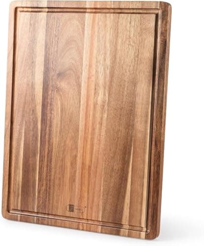 Image of Wood Chopping Board,James.F Thick Acacia Wooden Chopping Board with Juice Groove, Reversible Wood Serving Cutting Board for Kitchen,Charcuterie Board for Meat Bread Cheese(40 x 30 x 1.8 cm)