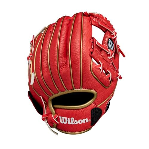 Image of Wilson 2024 A200™ EZ Catch™ 9” T-Ball Glove - Right Hand Throw, Red/Metallic Gold