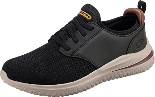 Image of Skechers Men's Delson 3.0 Mooney Sneaker, Black Knitted Mesh, 10 UK